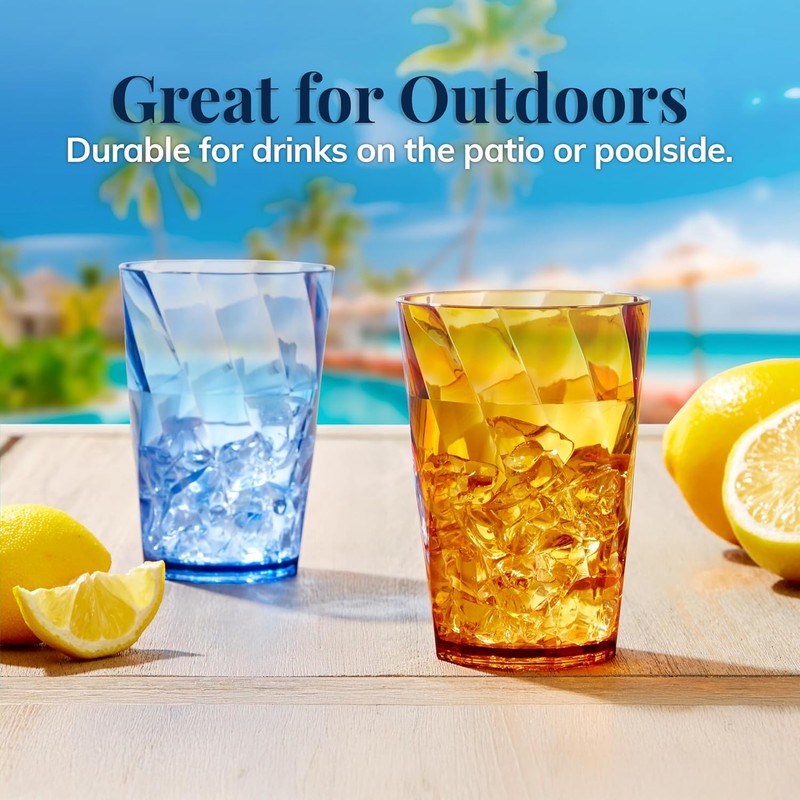 Optix Mini Plastic Reusable Drinking Glasses (Set of 8) 8Oz Juice Cups in Jewel gallery
