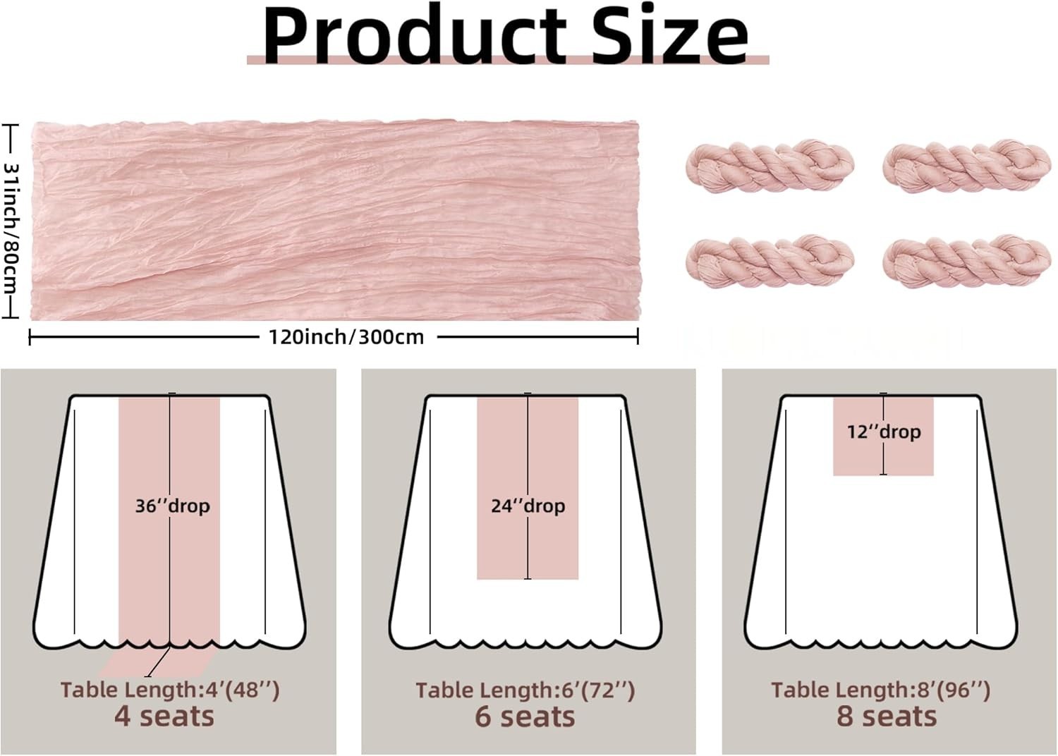 Cheesecloth Table Runner Dusty Pink 35x120 Inches 4 Packs Gauze Table Runner ... gallery
