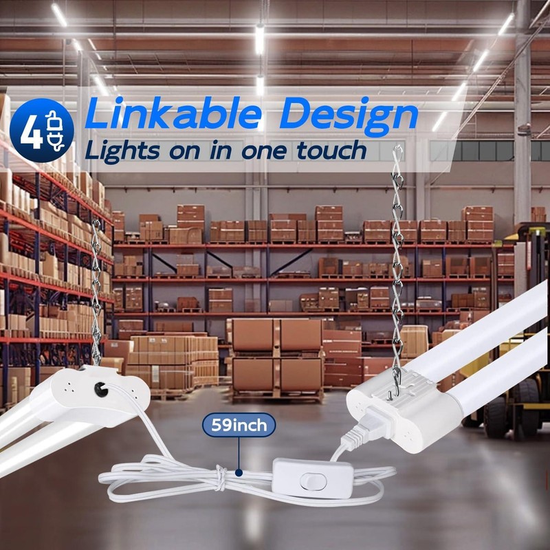 4 Pack 4FT LED Shop Light, Linkable Utility Shop Lights, 42W, 5000K Daylight gallery