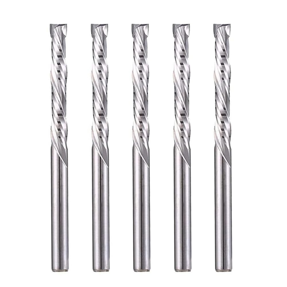CNC Spiral Router Bits 1/8" Shank, 2 Flute Compression End Mills, Pack of 5 gallery
