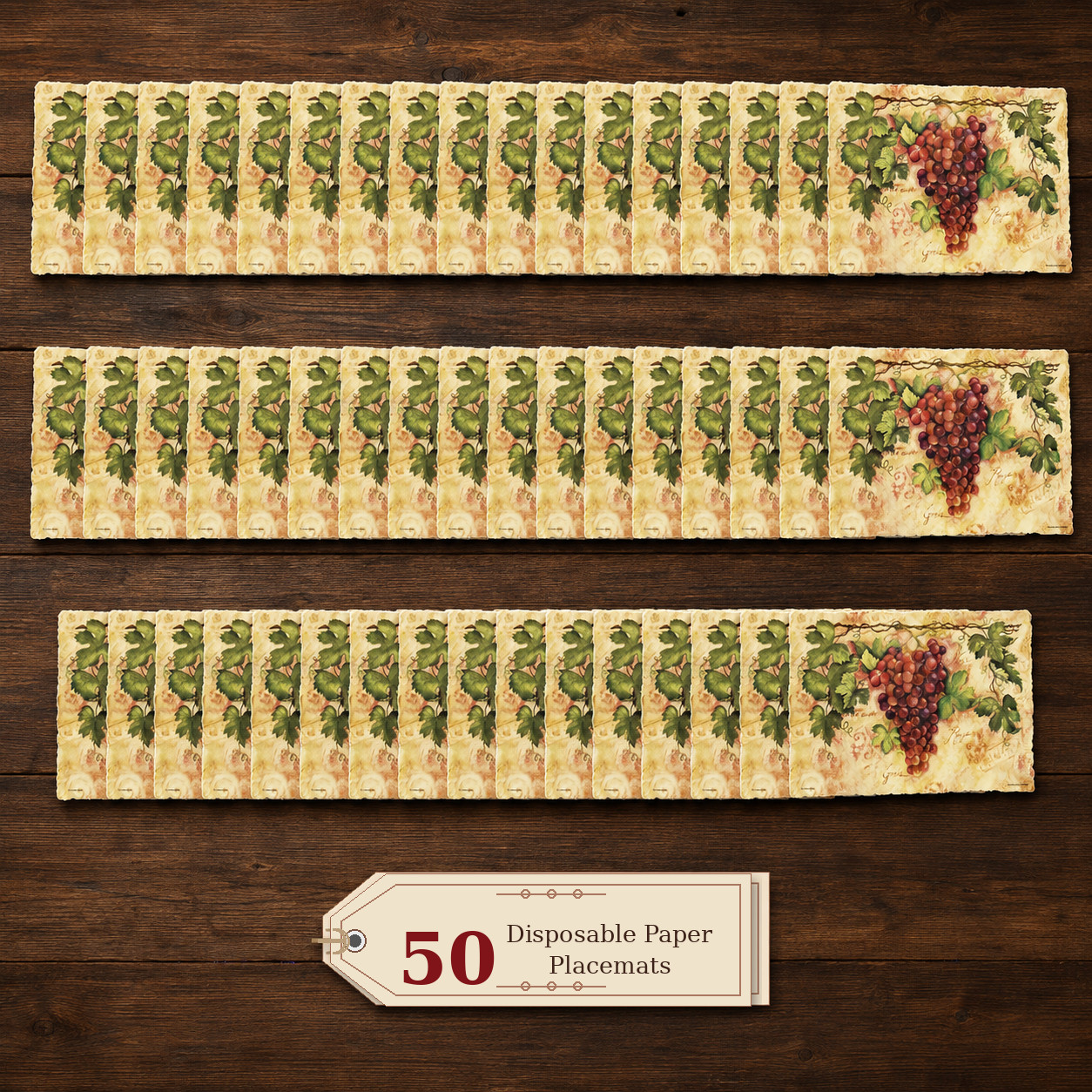 50 Pack Tuscany Grape Vine Disposable Paper Placemats Italian European Style gallery