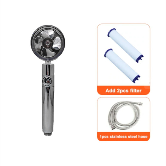 Shower Head Water Saving Flow 360 Degrees Rotating With Small Fan ABS Rain High gallery