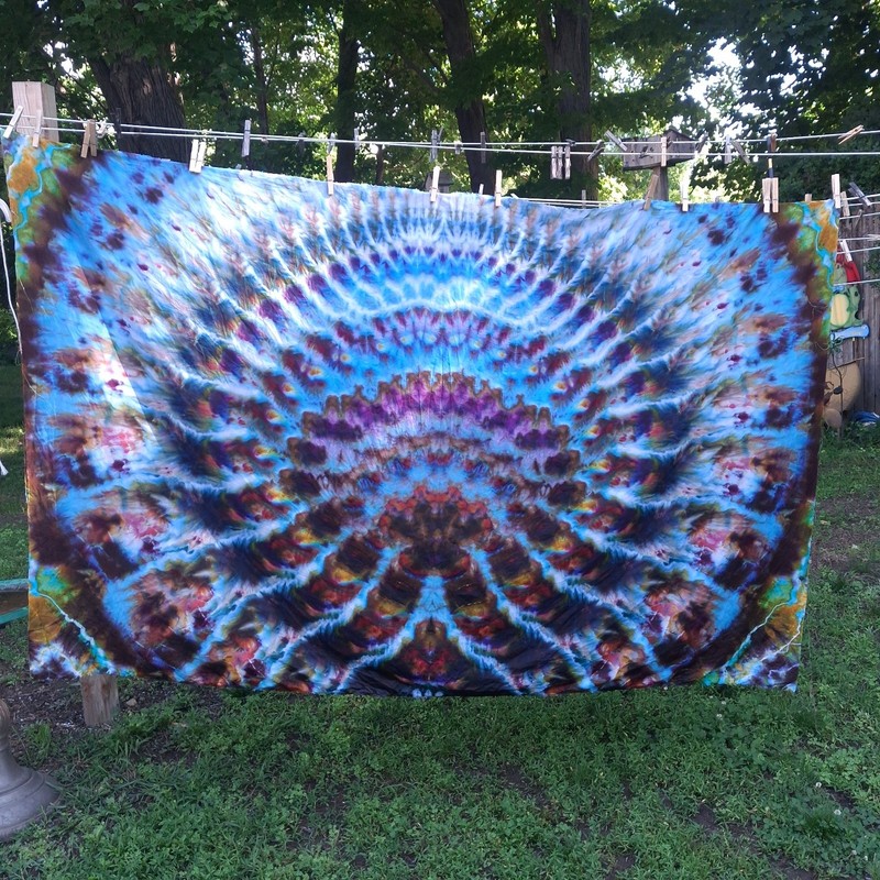 Trippy Quality Handmade Tie Dye Tapestry 42 × 72 In. Psychadelic Rolling Waves! gallery