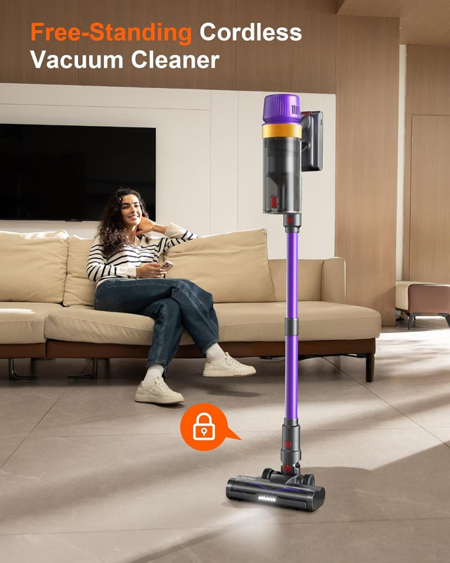 Cordless Vacuum Cleaner, Self-Standing 620W 55KPA 75Min Runtime Stick Vacuum for gallery
