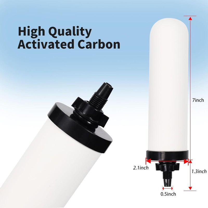 NEW 4 Pack 7" Gravity Water Ceramic Replacement Filter Activated Carbon 7In gallery