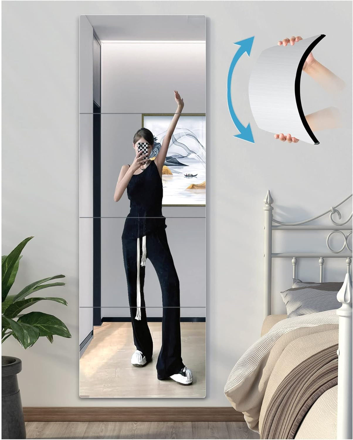Full-Length Shatterproof Wall Mirror Set, 12x12 Inch, 4 Pcs, Safe for Kids gallery