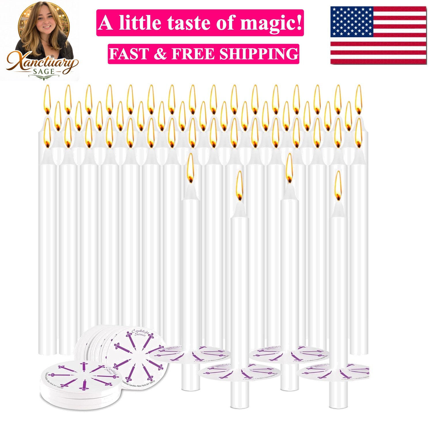 100 Pack 5 Inch White Taper Candles with Drip Protectors, Unscented Bulk Chri... gallery