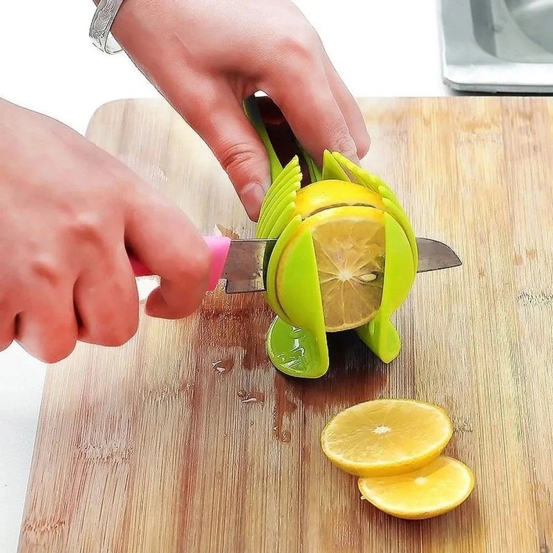 Handheld Fruit & Vegetable Slicer – Orange, Lemon, Tomato & Onion Cutter gallery