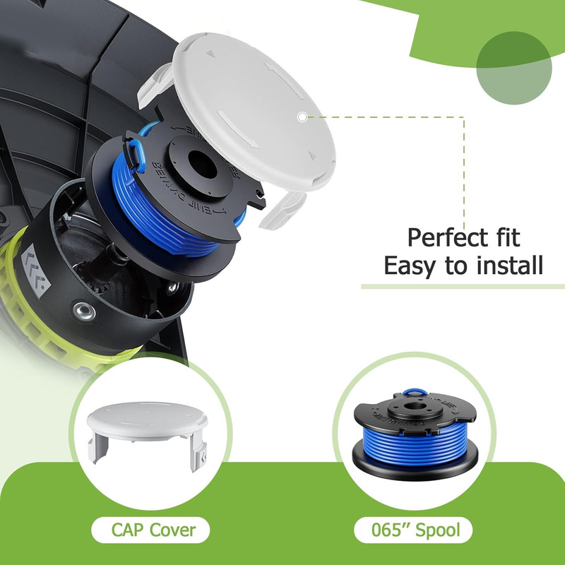7Pack .065 String Spool for Hart Auto-Feed Trimmer 11Ft 6Spools 1Cap gallery