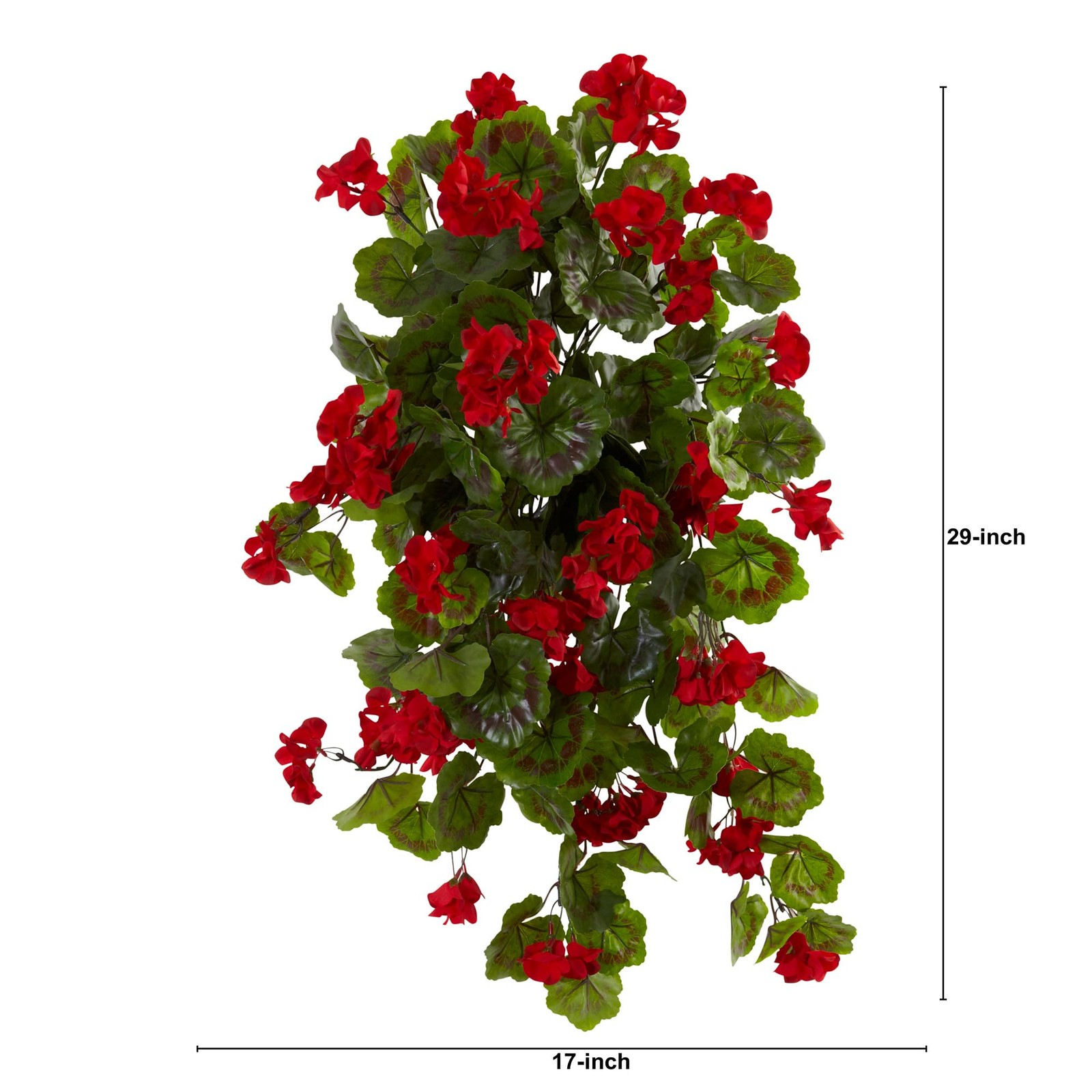 Nearly Natural 29In. Uv Resistant Geranium Artificial Hanging Plant Red Flowers gallery