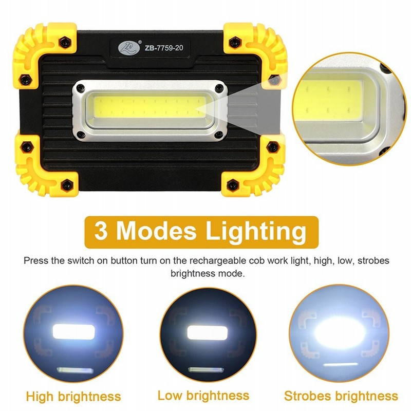 4Pcs LED COB Work Lights Spotlight Floodlight Rechargeable Emergency Flashlight gallery