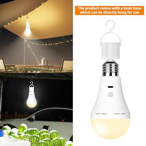 Rechargeable E26 Light Bulbs with Remote, 2600mAh Battery, 3000K-6500K, 40W Equi gallery