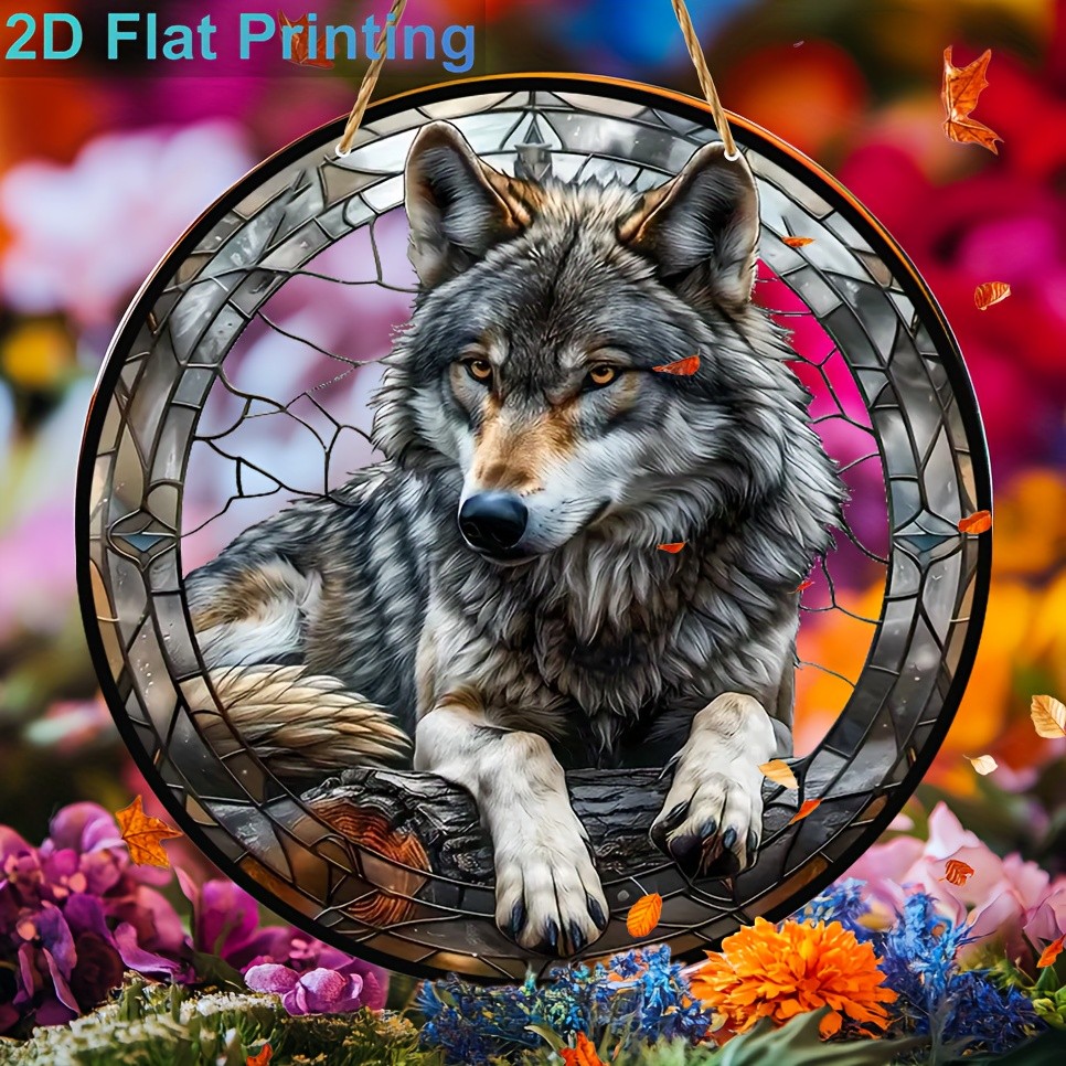 Wolf in Flowers Acrylic Suncatcher Wild & Soft Home Window Hanging Decoration gallery