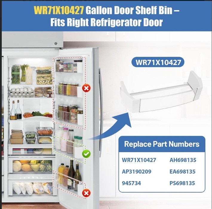 Door Gallon Bin Compatible with GE Refrigerator, WR71X10427 gallery