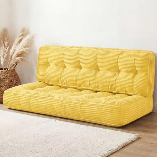 63 Inch Folding Sofa Bed Convertible Chair, 2-in-1 Convertible Boneless Yellow gallery