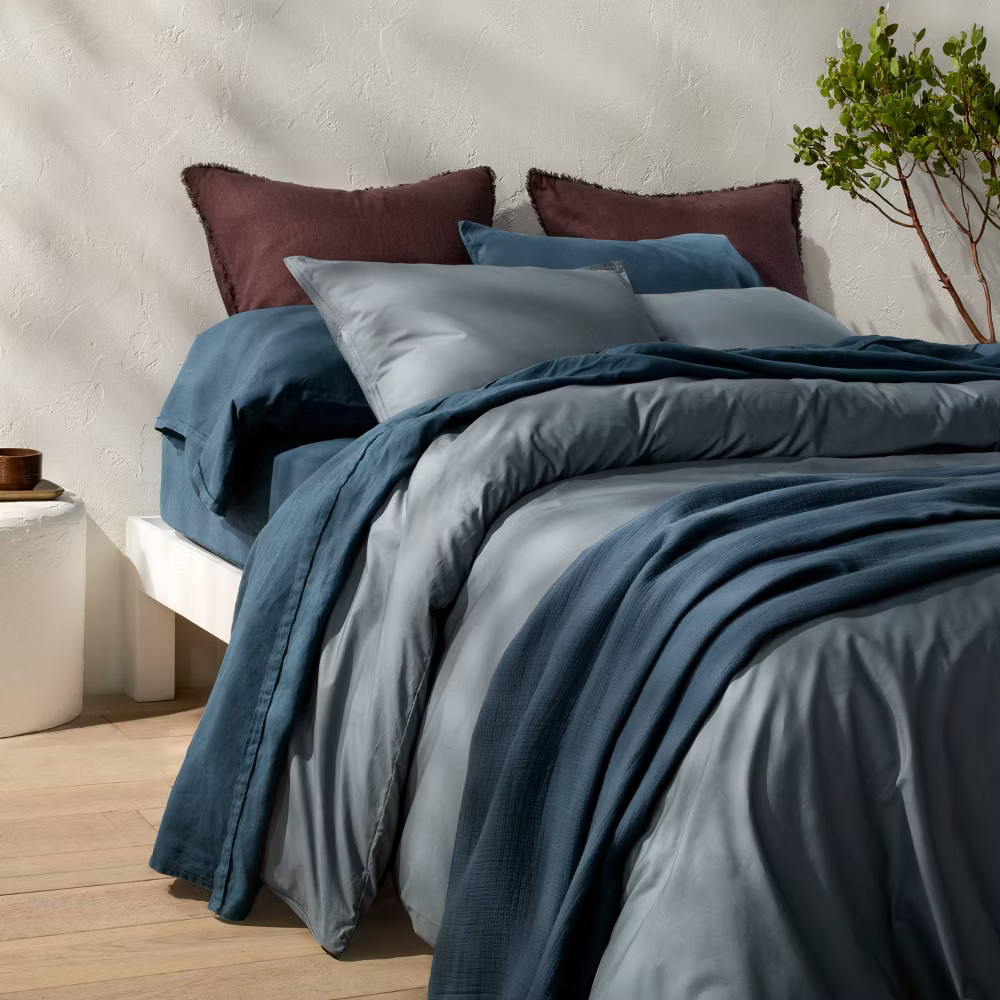 California King 100% Linen Sheet Set Dark Mineral Blue - Casaluna gallery