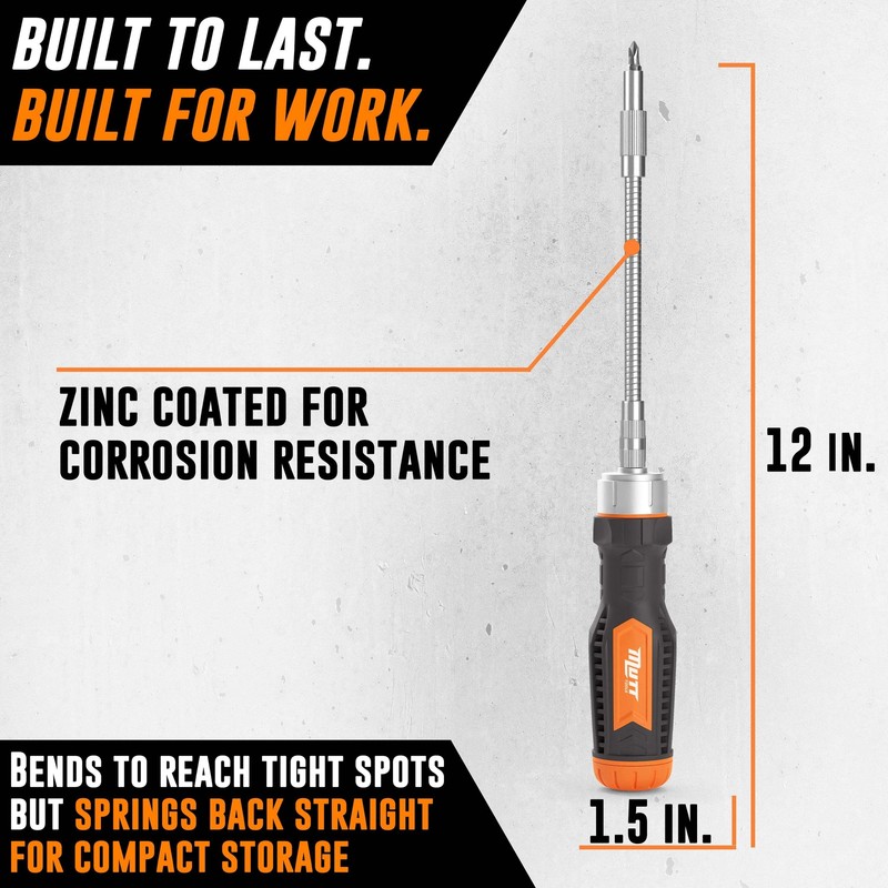 Flexible Ratcheting Screwdriver Set with Integrated Bit Holder gallery