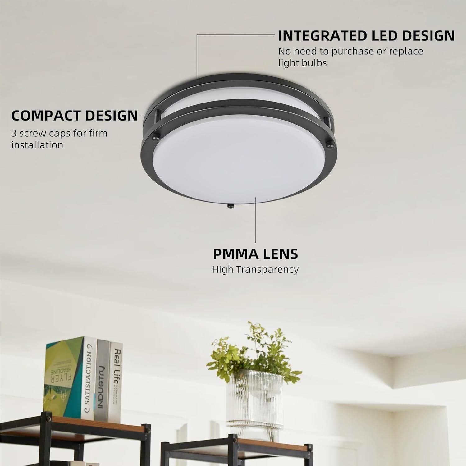 16" LED Flush Mount Ceiling Light Oil Rubbed Bronze Dimmable 2200LM New gallery