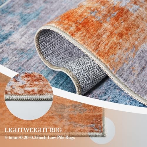 2x3 Washable Entryway Area Rug - Abstract 2' x 3' (Rectangular) Blue Brick gallery