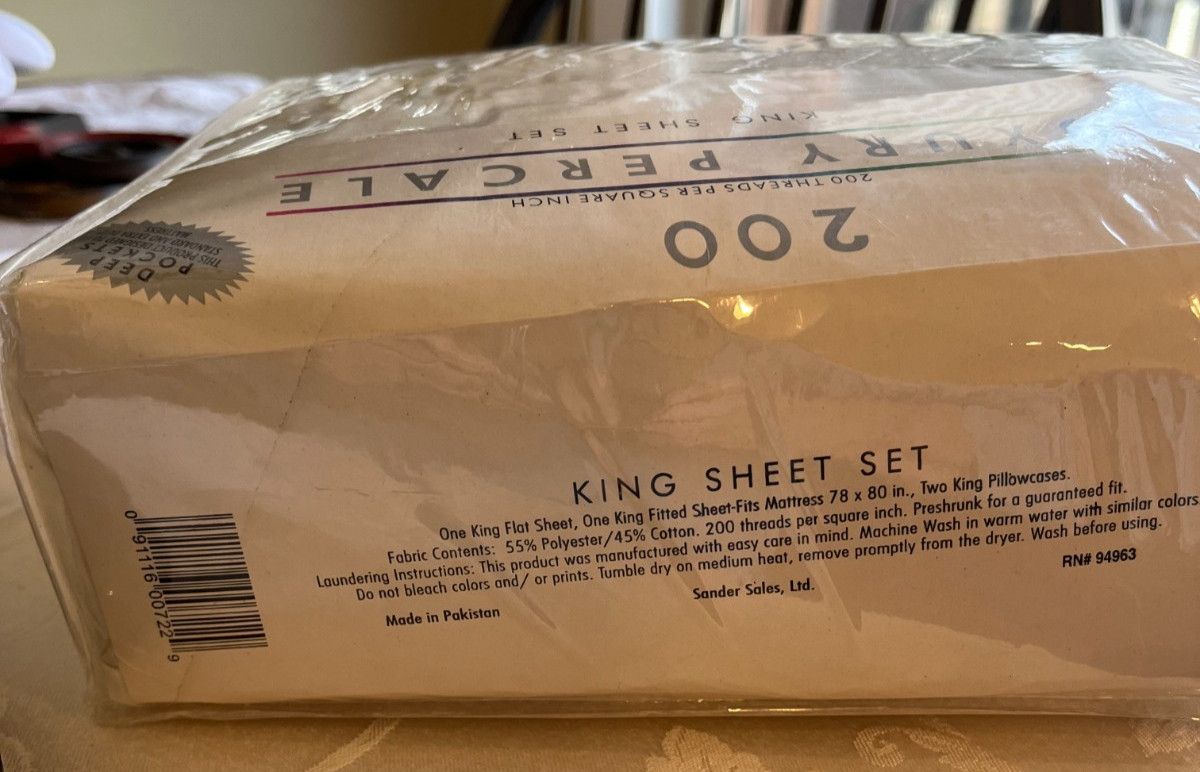 LUXURY PERCALE~KING Size 4-Piece Sheet Set ECRU Eyelet Deep Pocket 200 gallery