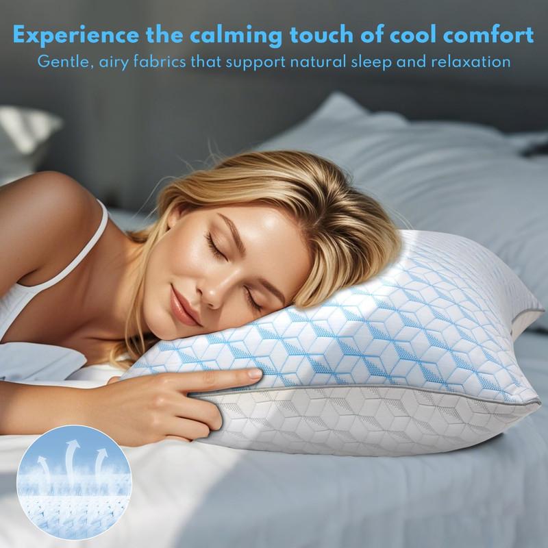 Bed Pillows Queen Size for Sleeping - Breathable Cooling Down Alternative Soft P gallery