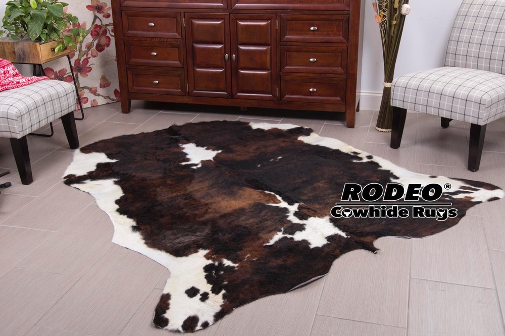 Dark brindle RODEO Cowhide Rug size approx XL 6x7 ft