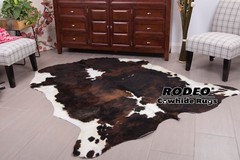 Dark brindle RODEO Cowhide Rug size approx XL 6×7 ft
