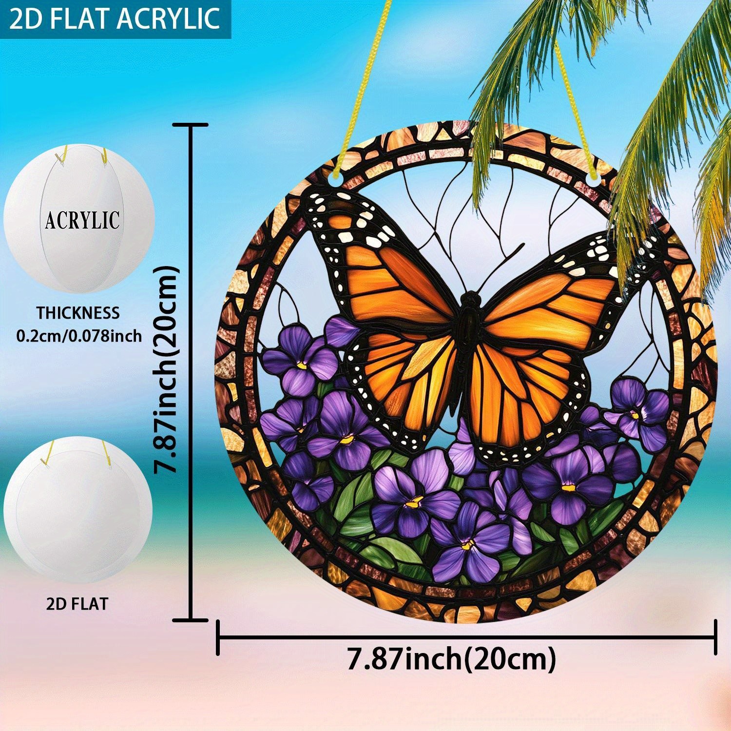 Monarch Butterfly Stained Acrylic Suncatcher Purple Violet Hanging Decoration gallery