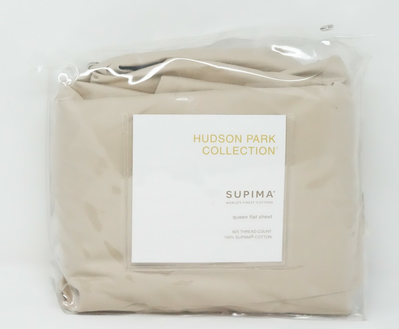 Hudson Park Collection 825 TC Supima Cotton Flat Sateen Sheet - QUEEN - Tan gallery