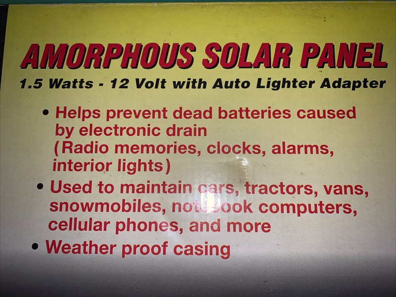 Amorphous Solar Panel 1.5 Watt Trickle Charger 44768 gallery