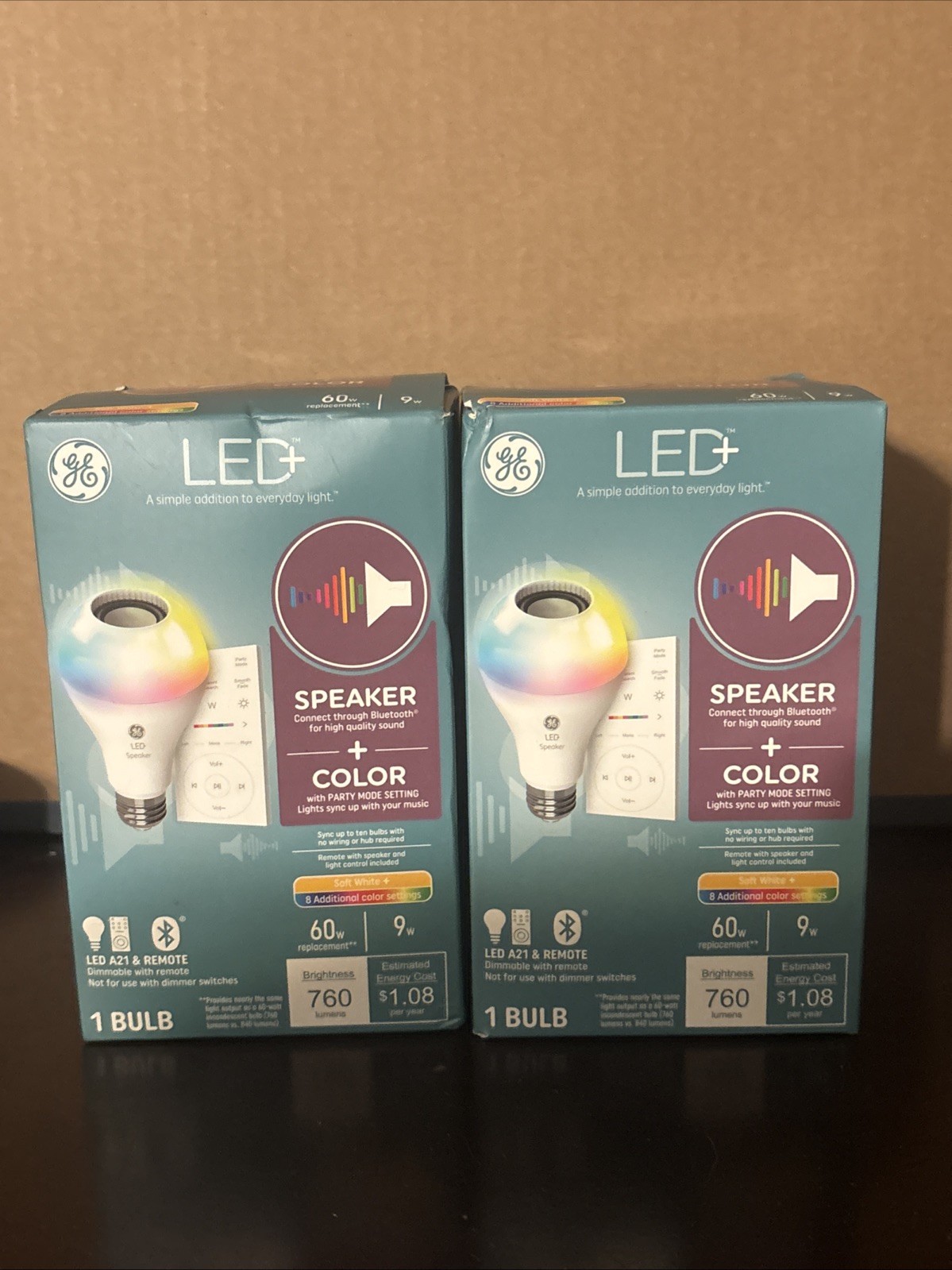 (2) GE LED+ Speaker, Color Changing Light Bulb w/Remote - Bluetooth - 760 Lumens gallery