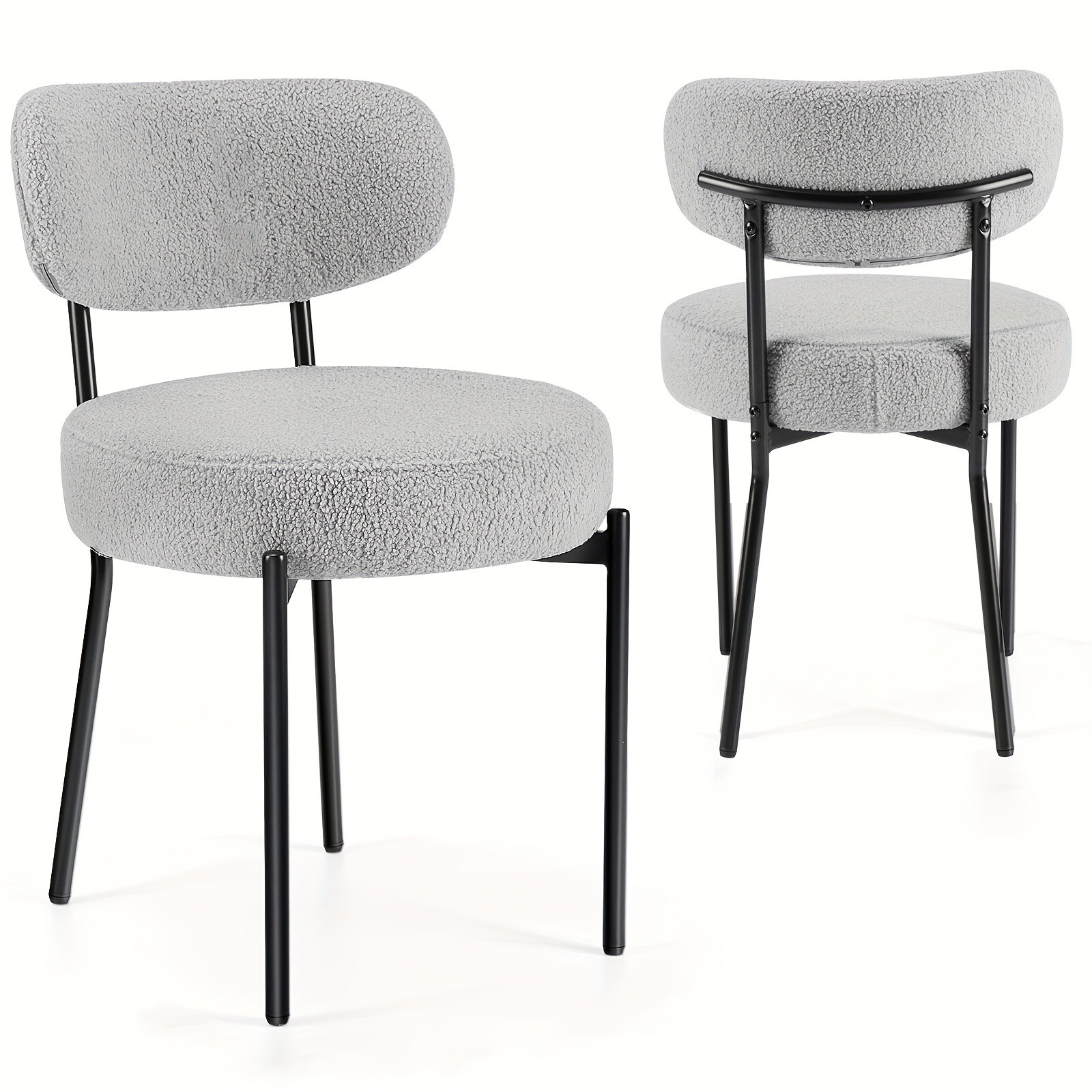 2Pcs Round Dining Chairs Kitchen Chair w/ Curved Backrest Mid Century Modern gallery