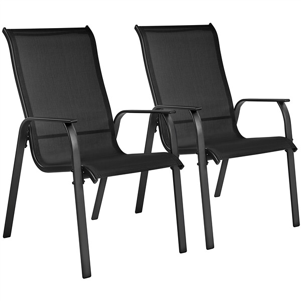 Set of 2 Patio Dining Chairs Stackable Chairs Outdoor furniture for Garden Lawn gallery