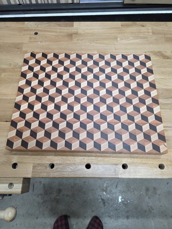 Handcrafted WENGE/CHERRY/MAPLE 3-D End Grain Cutting Board gallery