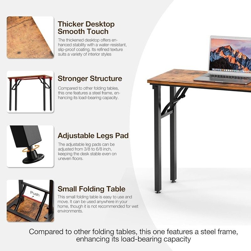 Compact Folding Desk Small Computer Table Easy Setup Home Office Study New gallery