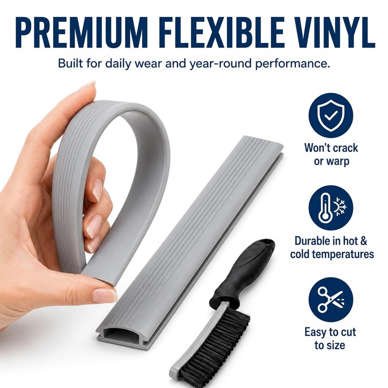 2-Pack Gray Vinyl Threshold Replacement Insert - 36 Inch Flexible Door Bottom... gallery