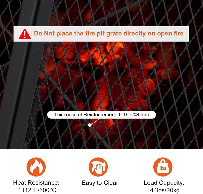 Fire Pit Grill Grate Foldable Round Cooking Grate Heavy Duty Steel for Campfire gallery