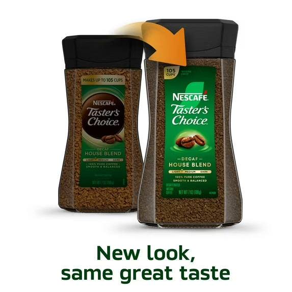 NESCAFÉ Taster's Choice Decaf House Blend, Medium Light Roast Instant Coffee, 7 gallery