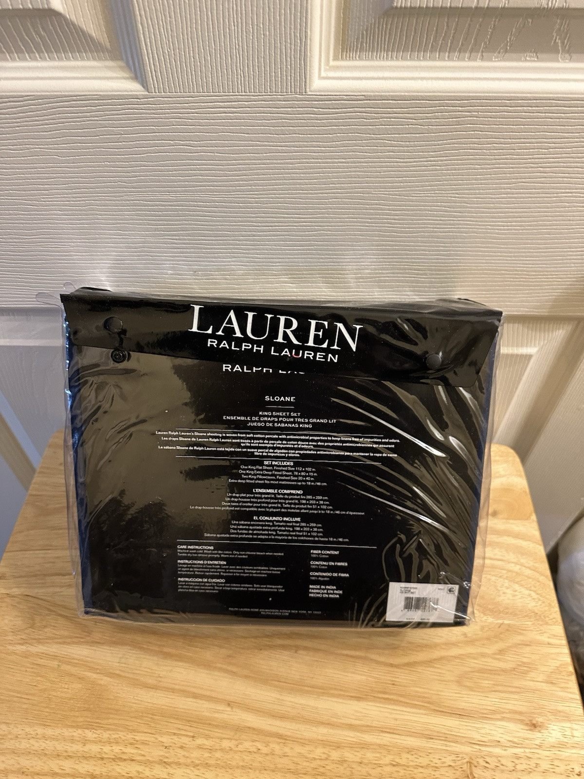 NIP Ralph Lauren Sloane Solid Navy Antimicrobial Cotton King Sheet Set 4pc gallery