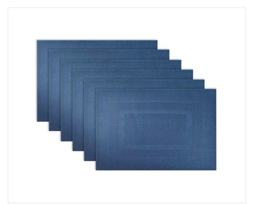 Polyvinyl Chloride Doubleframe Placemat, Set of 6 - Dark Blue gallery