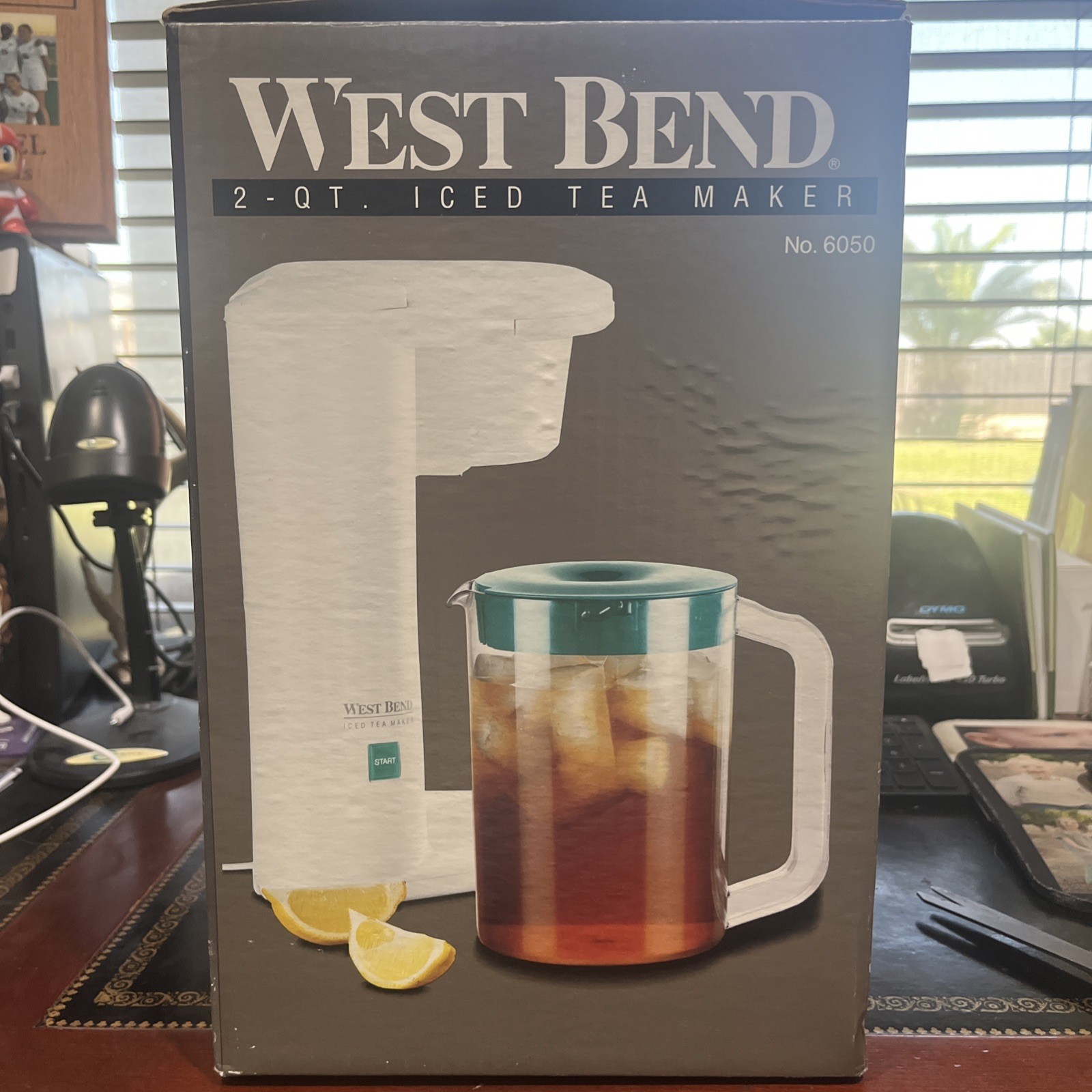 West Bend 2-QT Electric Iced Tea Maker. New Open Box. Teal Top Pitcher. #6050E gallery