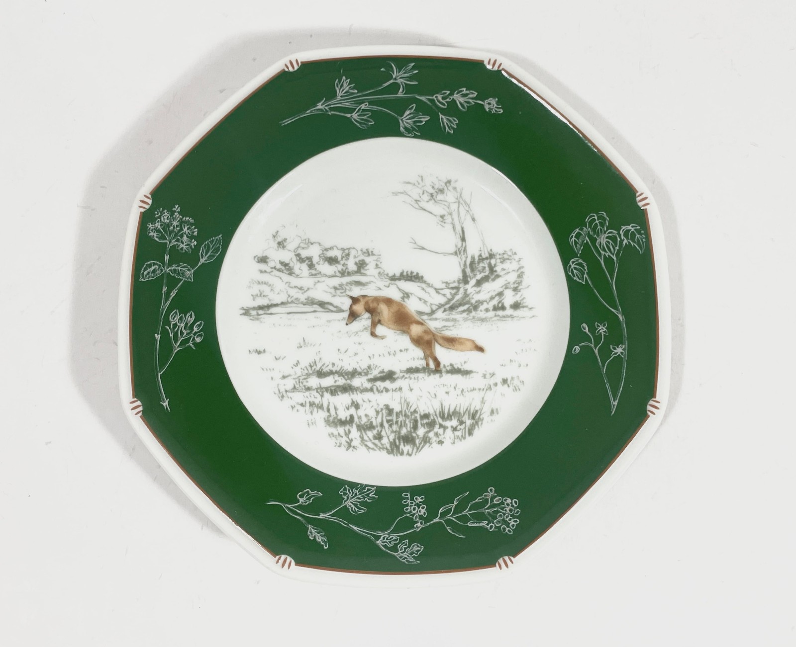 Hermes Chasse Chiens Courants Green Renaud Dog Bread Plate 17 cm gallery
