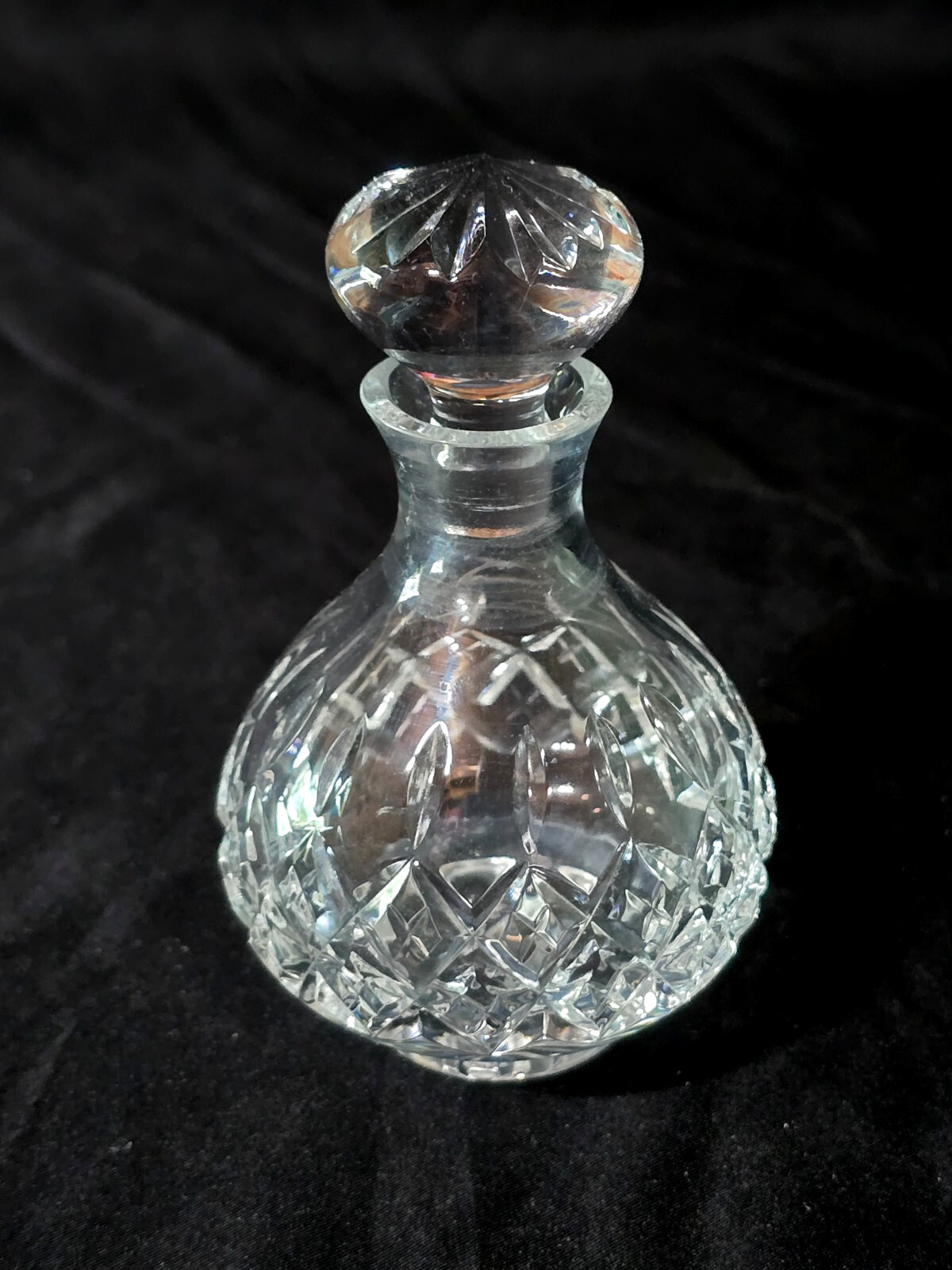 Denby Hand Cut Lead Crystal Perfume Bottle 4.5" Hungary Vintage 1980s gallery