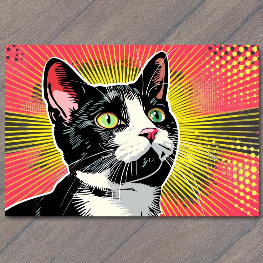 Art Print Cat Pop Art Halftone Cartoon Bright Colorful Fun Cute Colors Happy gallery