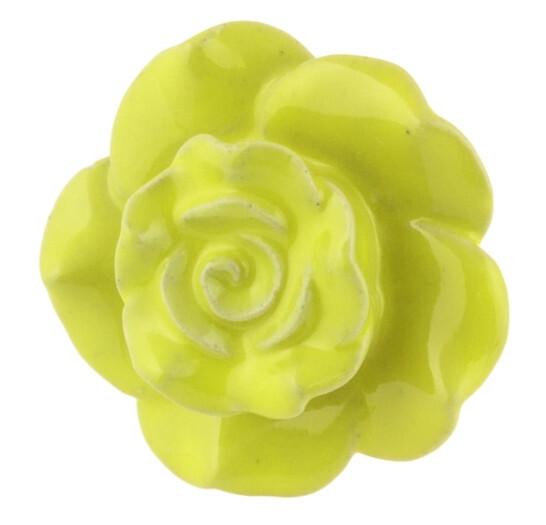 (5 Pack) 2-1/2 inch Ceramic Rose Flower Knob Yellow gallery