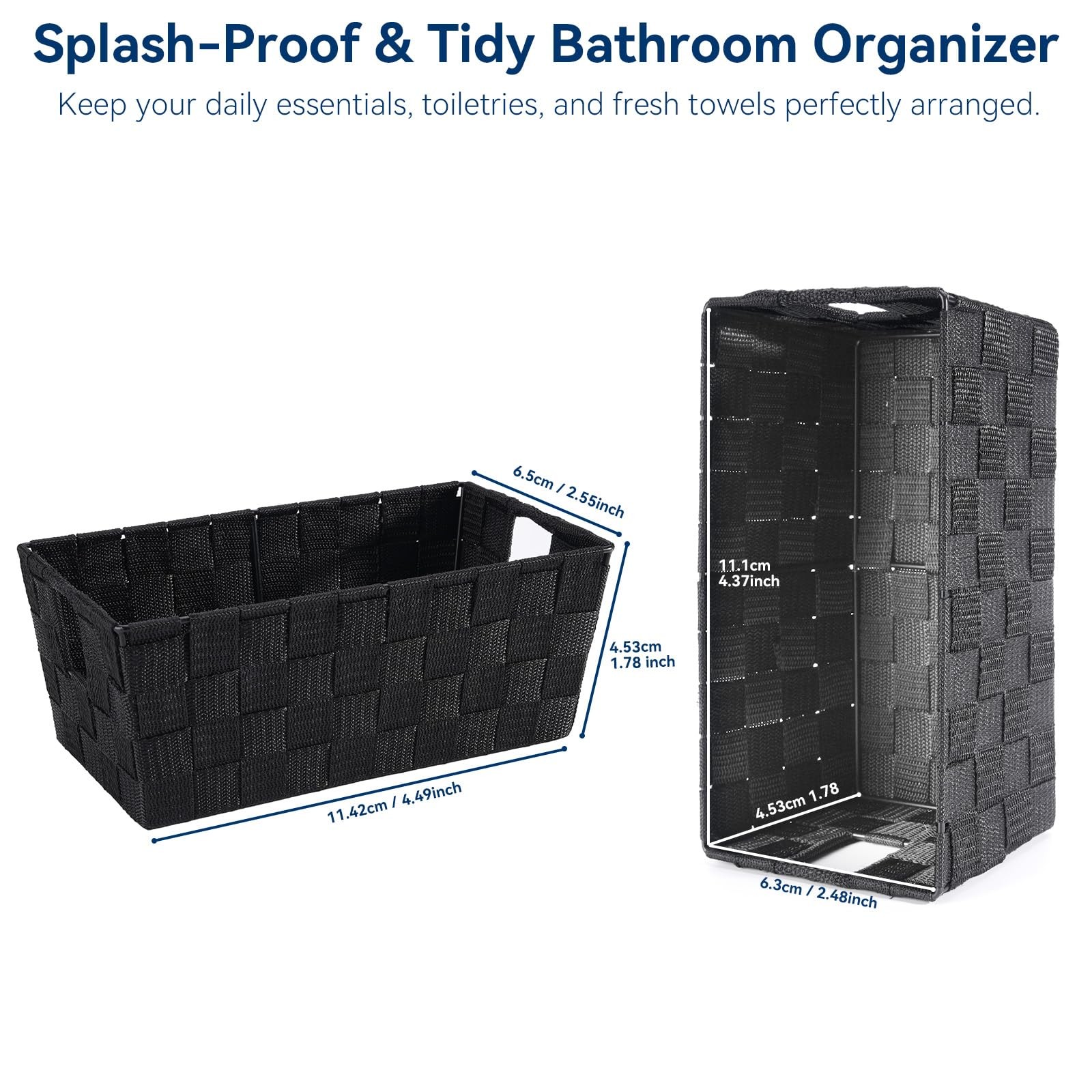 Small Woven Storage Baskets for Shelves - 11.42 × 6.5 × 4.53 inches, Black gallery