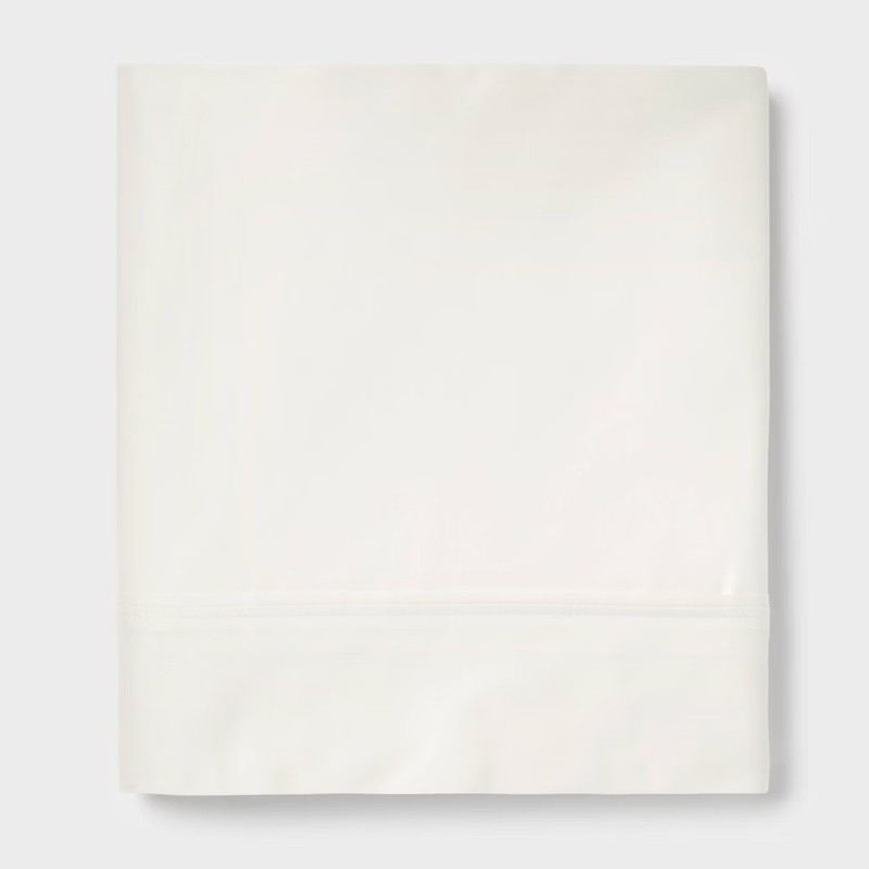 Threshold KING Performance Flat Sheet Cotton Sateen Cream 400 Thread Count NEW gallery