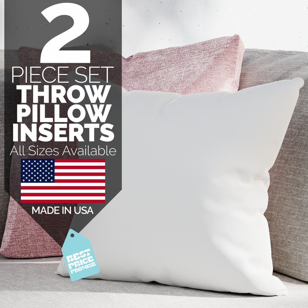 Euro Pillow Stuffing Throw Pillow Insert Form inserts USA Cotton Shell Pair of 2