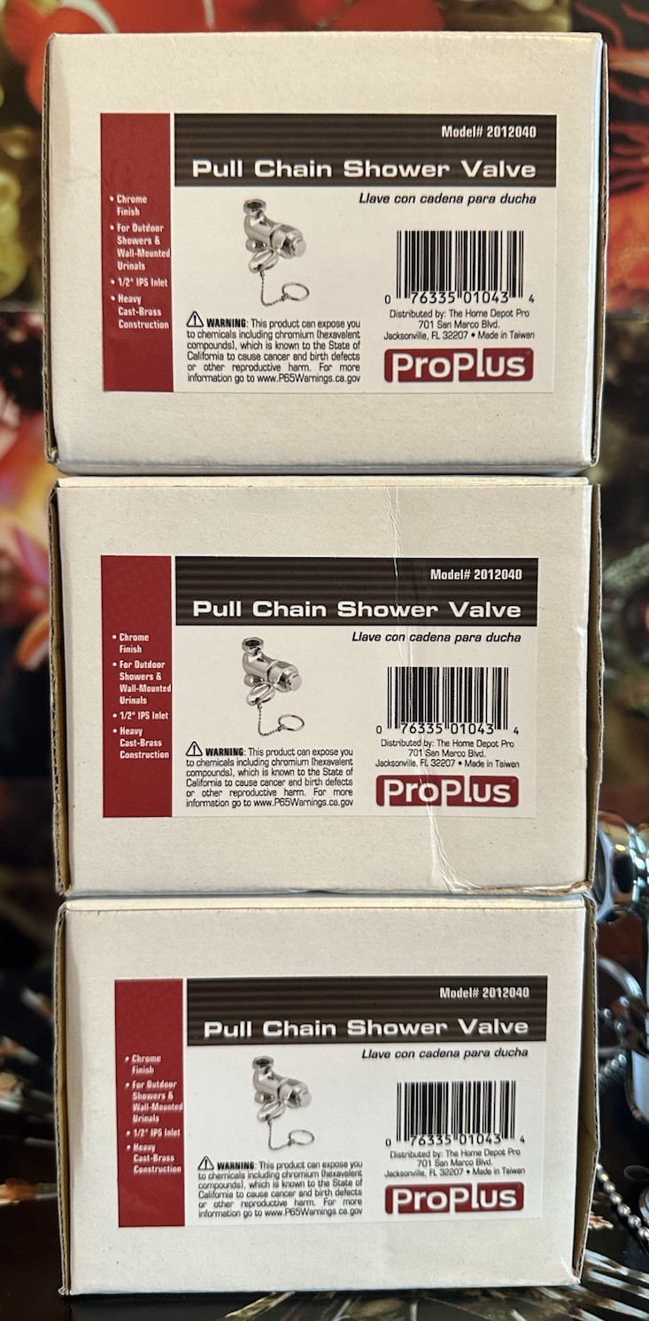 3x ProPlus Pull Chain Shower/Urinal Valve 2012040 Chrome-Finish Heavy Cast-Brass gallery