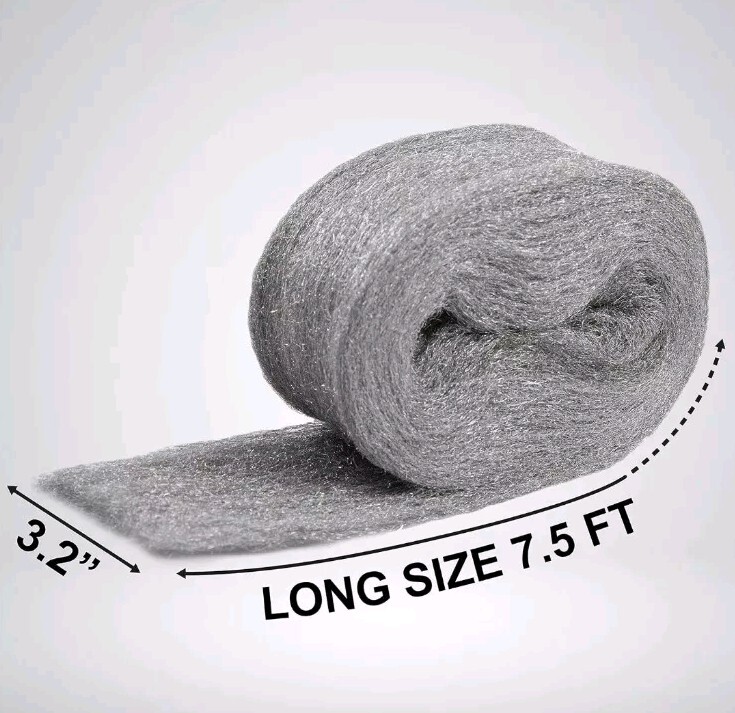 Steel Wool 2 Pack - 3.2"X7.5 Ft Fill Fabric, Gap Blocker, Protects against Anima gallery